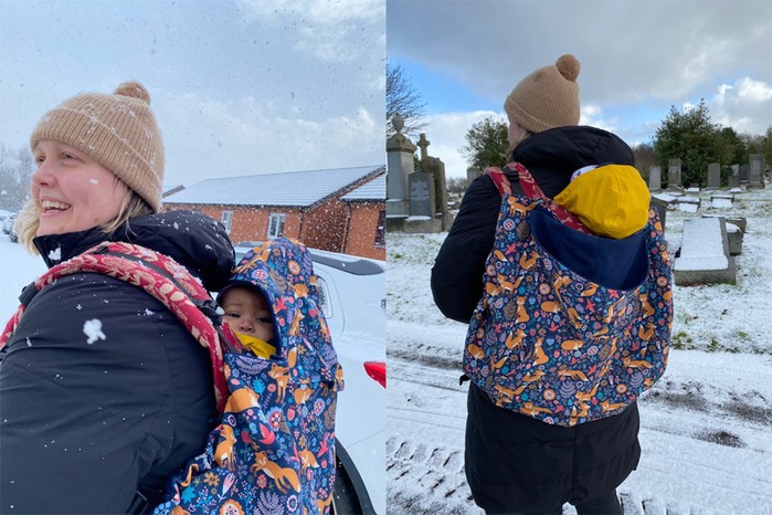 Baby carrier with removable hood