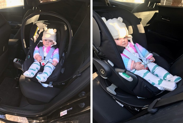 2 pictures of Baby in Cybex Cloud z2