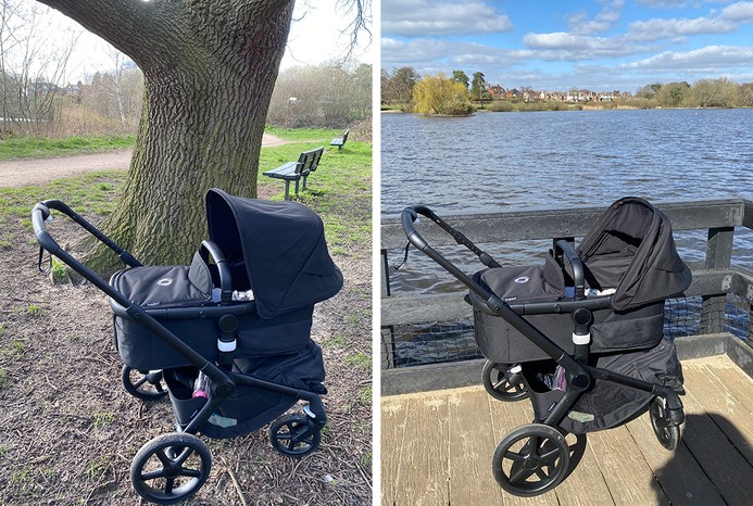 2 pictures of Bugaboo Fox 5 with carrycot