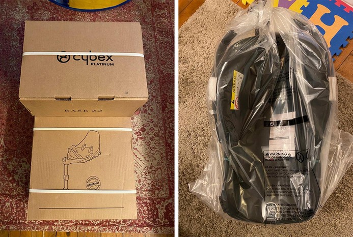 2 pictures of unpackaging Cybex Cloud z2