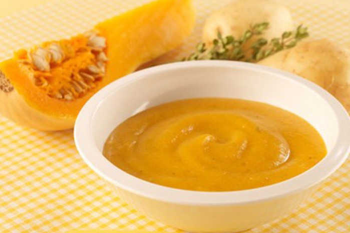 butternut squash, carrot and thyme puree