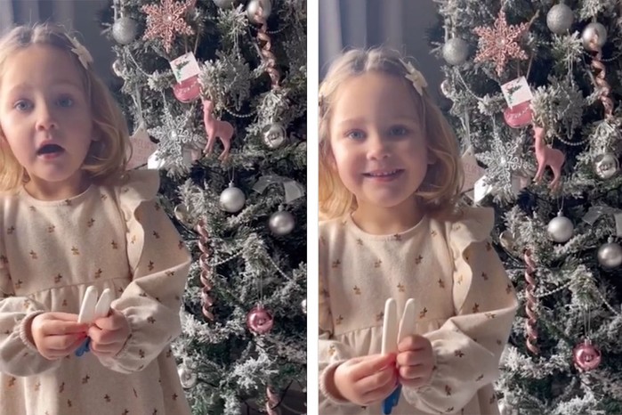 Child surprised and happy on hearing she's going to become a big sister