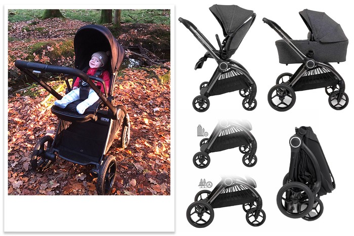 iCandy Core tester picture and product shots including pushchair folded and with different wheelbase
