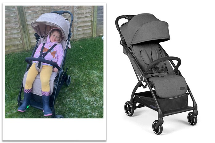 Ickle Bubba Aries Auto-Fold Stroller, tester picture and product shot