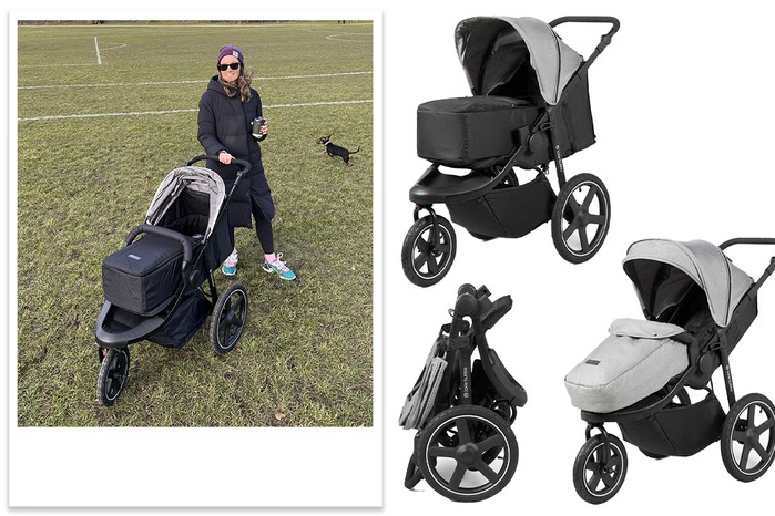 Ickle Bubba Venus Prime Jogger Stroller & Newborn Cocoon tester picture and product shot