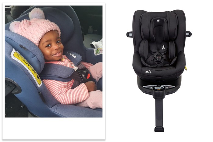 Joie i-Spin 360 rotating car seat tester picture
