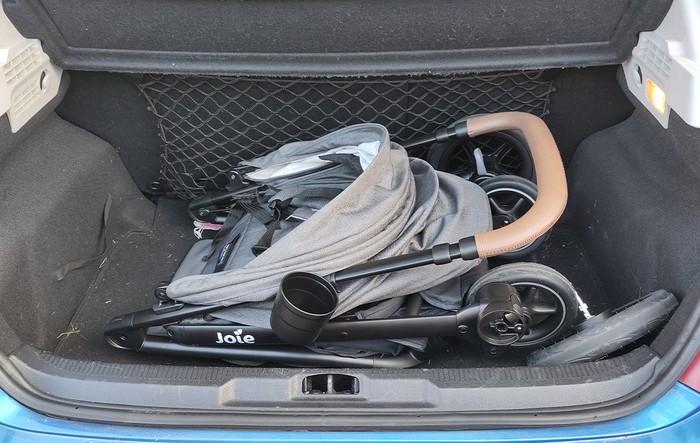 Joie Mytrax Pro pushchair folded in car boot