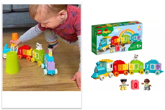 LEGO DUPLO number train with child tester