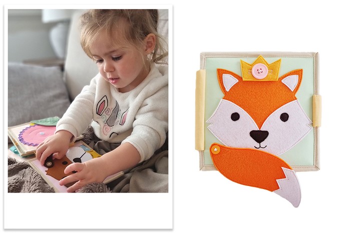 LITTLE FOX Quiet Book by Little Camie with tester picture and product shot