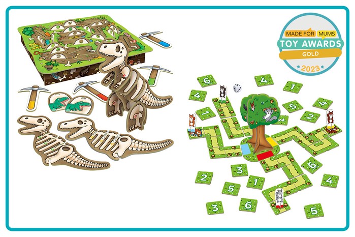 MadeForMums Toy Awards Gold Winner Orchard Toys Nutty Numbers and Orchard Toys Dinosaur Dig