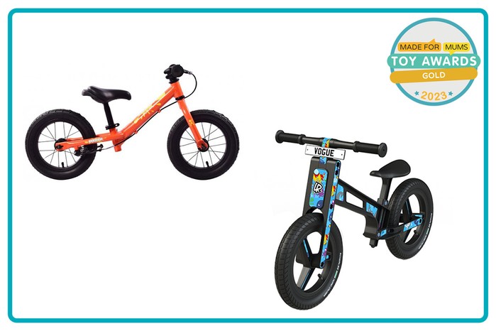 MadeforMums Toy Awards Gold winners Squish Balance Bike and LIFERYDER Vogue Balance Bike
