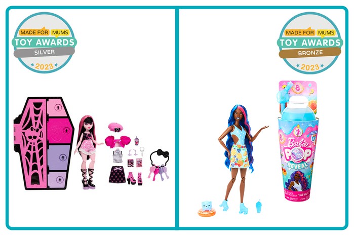 MadeForMums Toy Awards Silver winner Monster High Skulltimate Secrets Draculaura Doll and Bronze winner Barbie Pop Reveal Doll Assortment