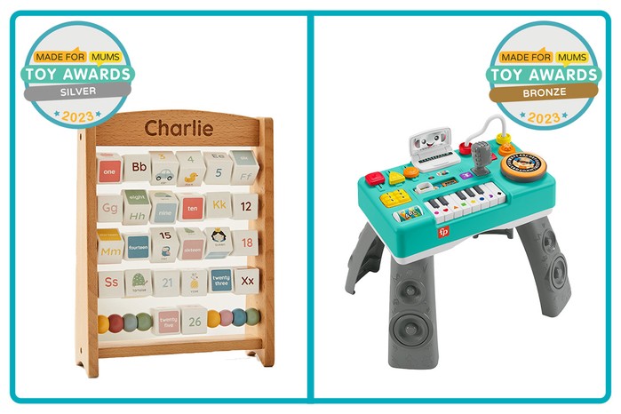 MadeForMums Toy Awards Silver winner My 1st years - Alphabet Spinner and Bronze winner Fisher-Price® Laugh & Learn® Mix & Learn DJ Table