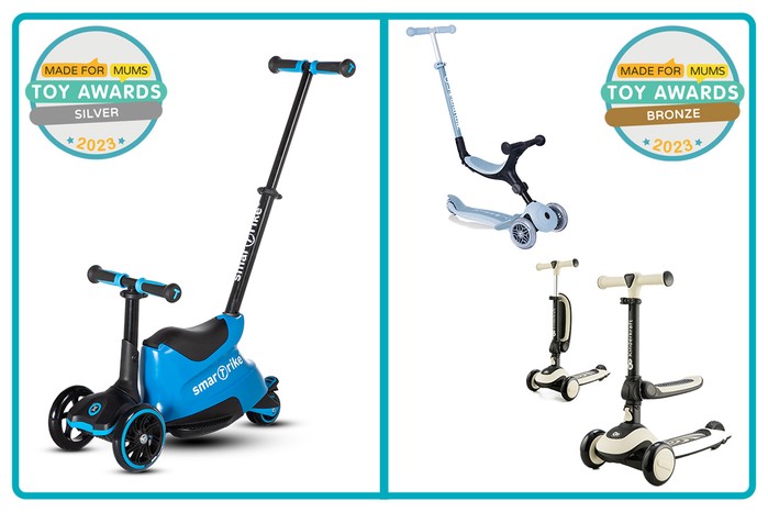 MadeForMums Toy Awards Silver winner smartrike Xtend Ride On and Bronze winner Globber GO·UP FOLDABLE PLUS ECOLOGIC and HALLEY Kinderkraft