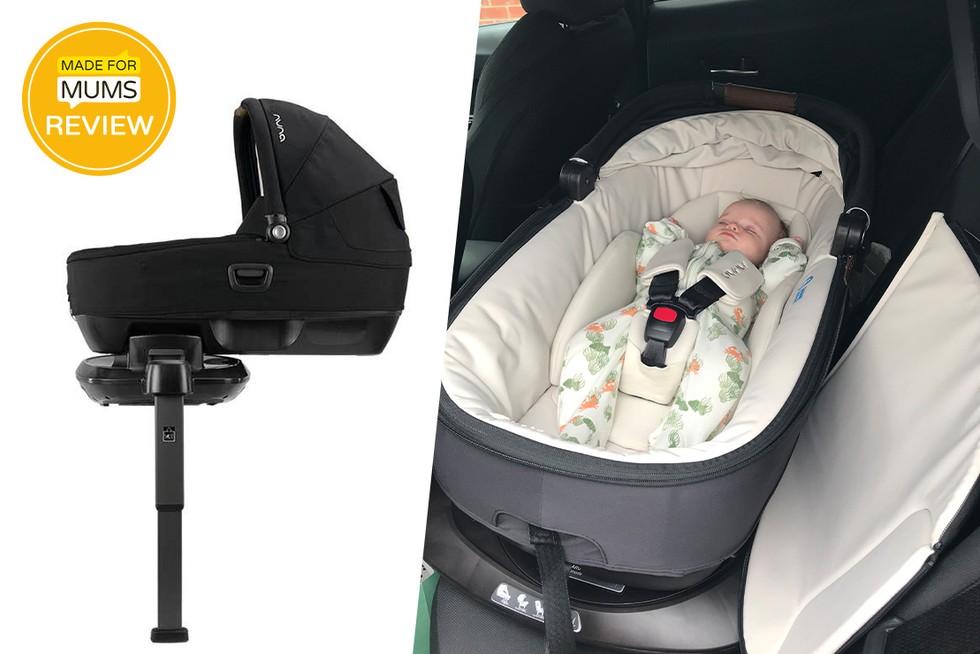 Nuna Cari Next Hero Image with product shot and baby in car seat