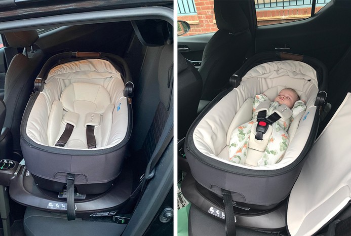 Picture of Nuna Cari next car seat in car and with baby in car seat