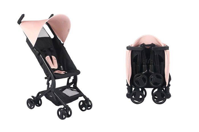Product shot of My Babiie MBX5 stroller and folded