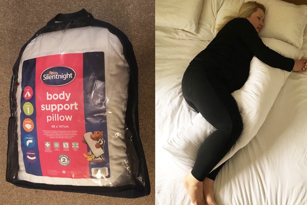 Silentnight pillow in use with bag