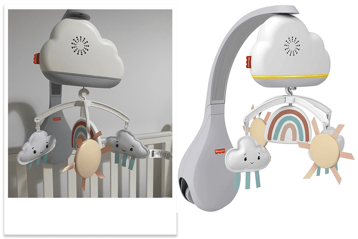 Fisher-Price Rainbow Showers 2-in-1 Bassinet to Bedside Mobile being tested