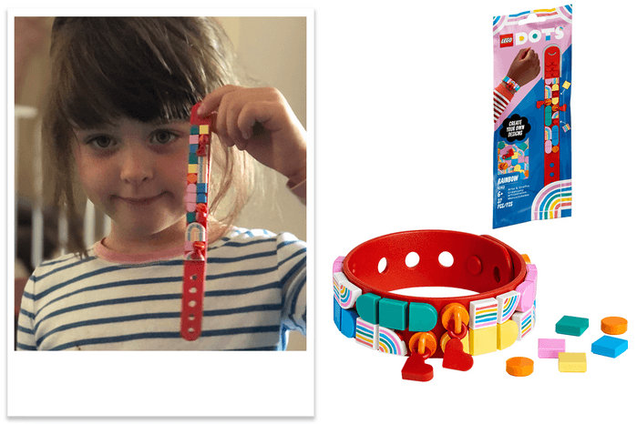 LEGO Dots Rainbow Bracelet with Charms with 6 year old tester