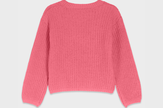 Pink Boxy Cropped Crew Neck Jumper
