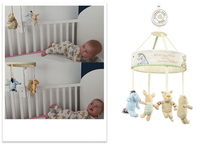 Rainbow Designs Hundred Acre Wood Winnie The Pooh Cot Mobile tested by 5 month old Isabella