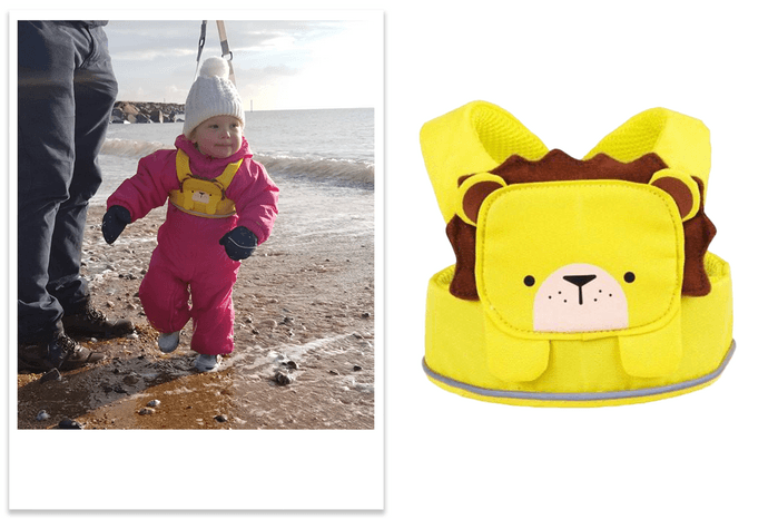 Trunki Toddlepak being tested by toddler on the beach